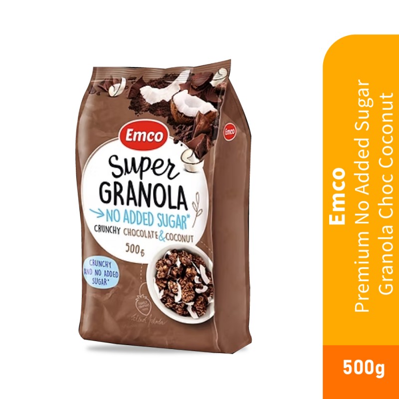 EMCO Premium Granola Sugar Free Choc Coconut 500g Snack Halal, Kekacang, Keropok, Snacks, Kudap Kudap, 零食