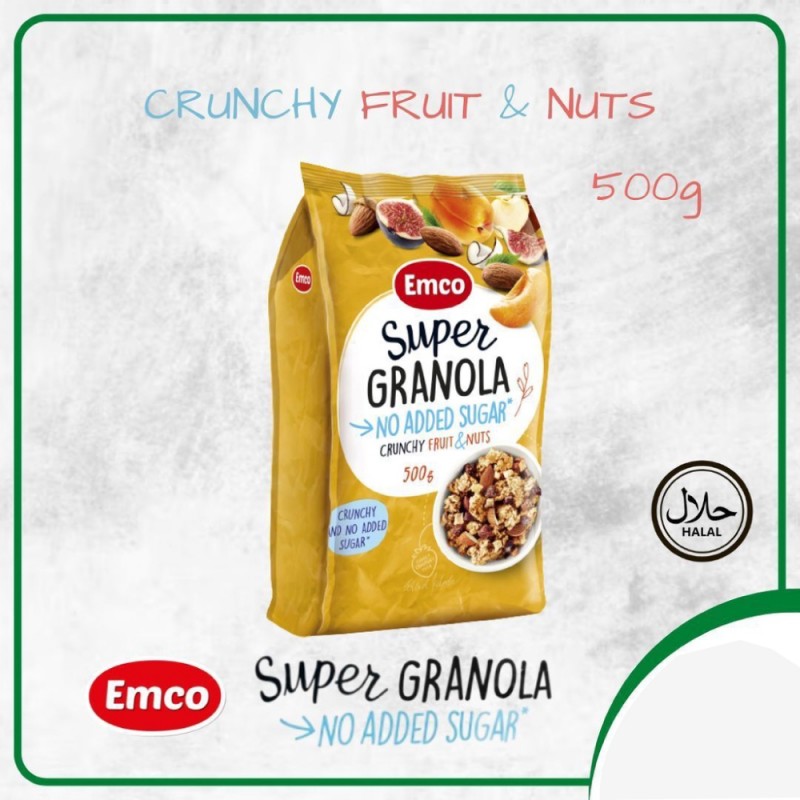 EMCO Premium Granola Sugar Free Fruit 500g Snack Halal, Kekacang, Keropok, Snacks, Kudap Kudap, 零食