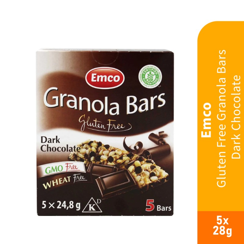 EMCO Gluten Free Snack Granola Bar Dark Chocolate 28g X 5's for Energy Bar, Snacks, Protein Bar, 零食