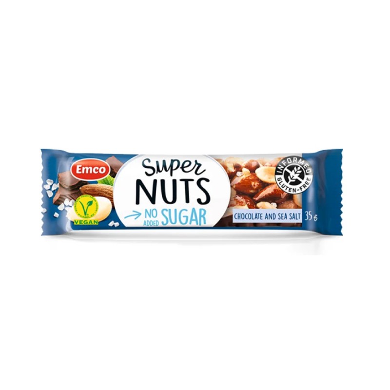EMCO Sugar Free Nut Bar Chocolate & Sea Salt 35g for Energy Bar, Protein Bar, Snacks, Snack Halal, 零食