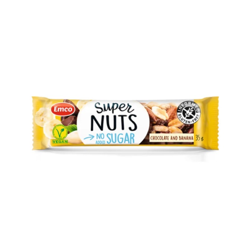 EMCO Sugar Free Nut Bar Chocolate & Banana 35g for Energy Bar, Protein Bar, Snacks, Snack Halal, 零食