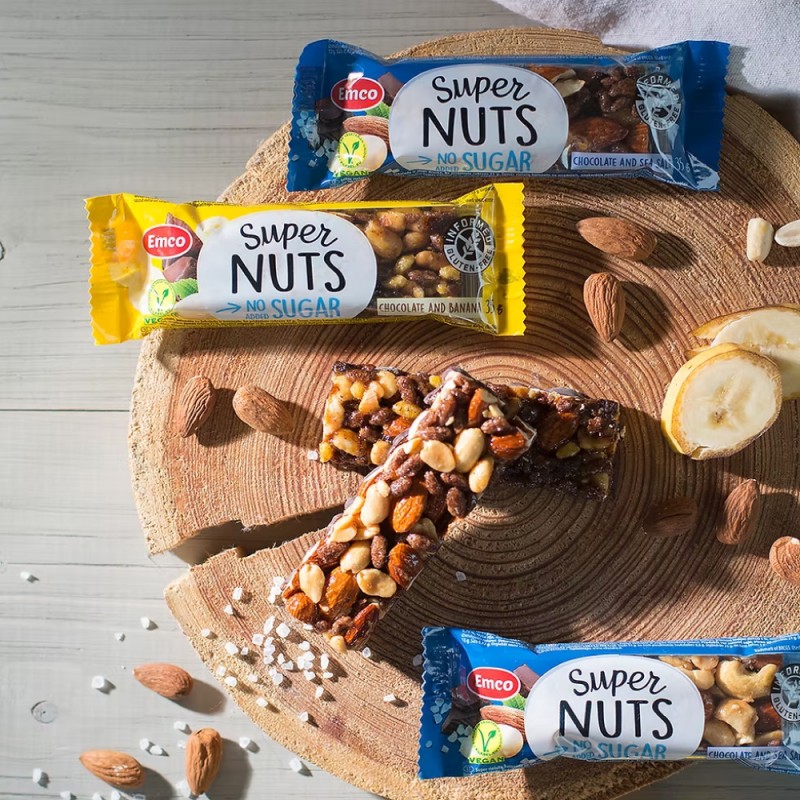 EMCO Sugar Free Nut Bar Chocolate & Banana 35g for Energy Bar, Protein Bar, Snacks, Snack Halal, 零食