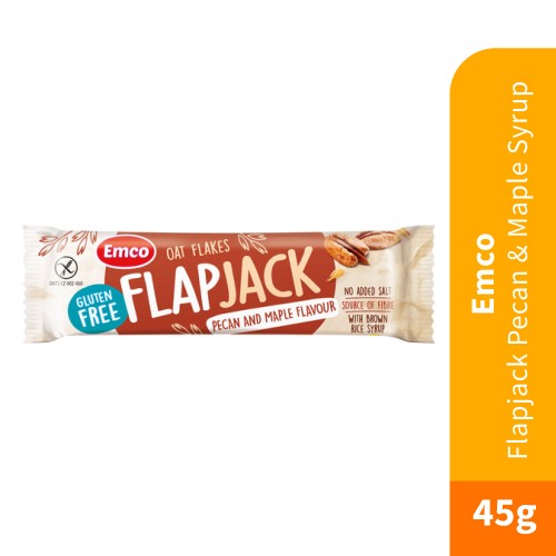 EMCO Flapjack Pecan & Maple Syrup 45g Gluten Free Snack, Sugar Free, Snack Halal, Energy Bar, 零食