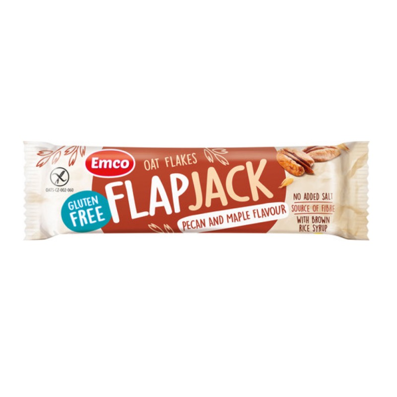 EMCO Flapjack Pecan & Maple Syrup 45g Gluten Free Snack, Sugar Free, Snack Halal, Energy Bar, 零食