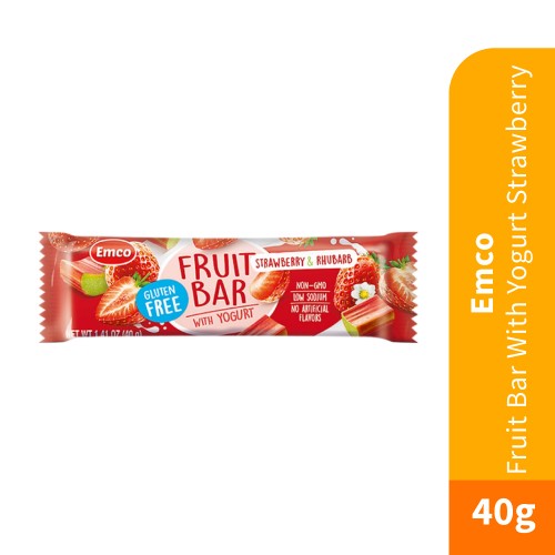 EMCO Fruit Bar with Yogurt Strawberry 40g Gluten Free Snack, Snack Halal, Sugar Free, Kudap Kudap, 零食