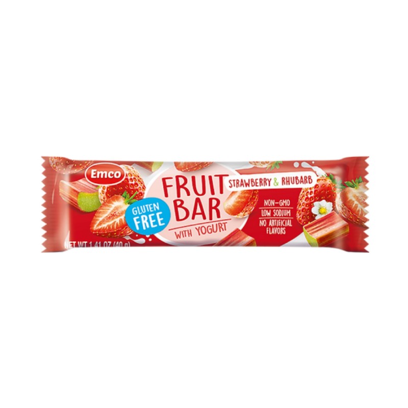 EMCO Fruit Bar with Yogurt Strawberry 40g Gluten Free Snack, Snack Halal, Sugar Free, Kudap Kudap, 零食