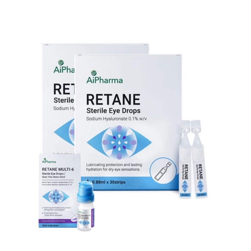 AIPHARMA Retane Eye Drop 0.88ml - 30's X 2 FOC 10's for Eye Drop, Dry Eyes Drops, Eyedrop
