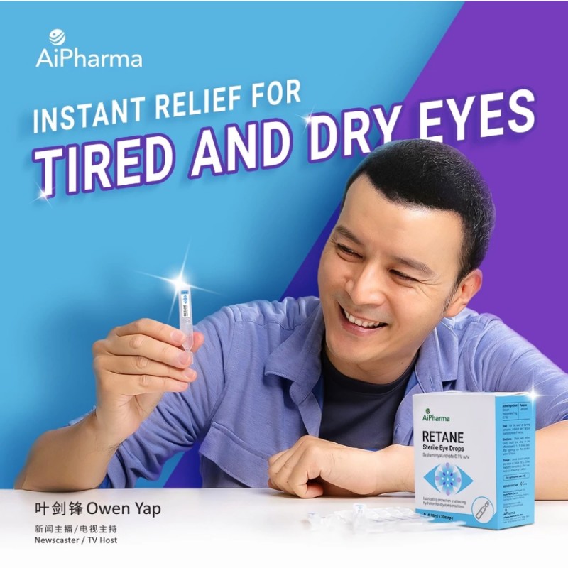 AIPHARMA Retane Eye Drop 0.88ml - 30's X 2 FOC 10's for Eye Drop, Dry Eyes Drops, Eyedrop