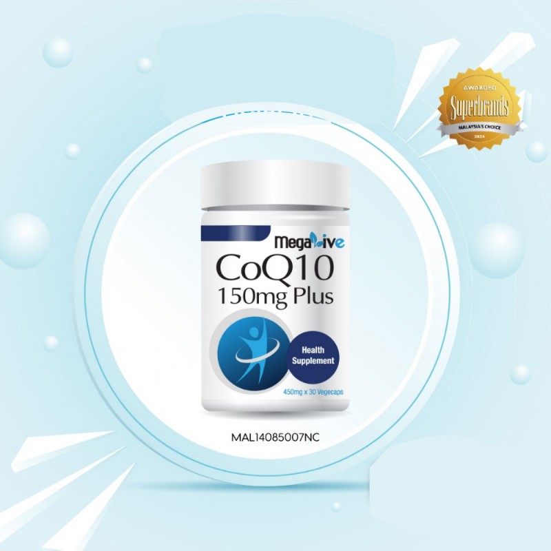 MEGALIVE Coq10 150mg Plus 30's for Coq10 Supplement, Q10 Supplement, Coenzyme q10