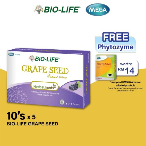 BIO-LIFE HERBALMEDS GRAPE SEED EXTRACT 168MG 50'S