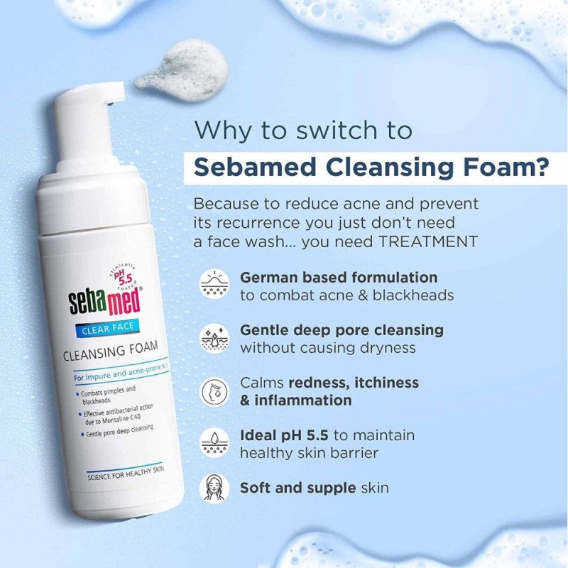 SEBAMED ANTIBACTERIAL CLEANSING FOAM 150ML (IMPURE AND ACNE-PRONE SKIN)