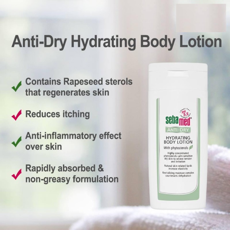 SEBAMED Anti Dry Hydrating Body Lotion 200ml for Moisturizer, Lotion Badan, Lotion Kulit Kering, 保湿