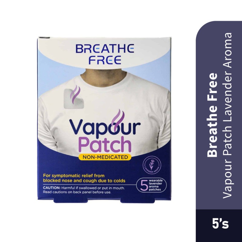 BREATHE FREE Adults Vapour Patch Lavender 5's for Nose Blocked Relief, Hidung Tersumbat, Cough Patch