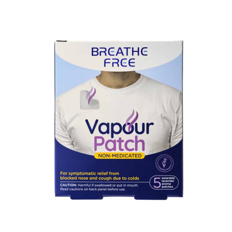 BREATHE FREE Adults Vapour Patch Lavender 5's for Nose Blocked Relief, Hidung Tersumbat, Cough Patch