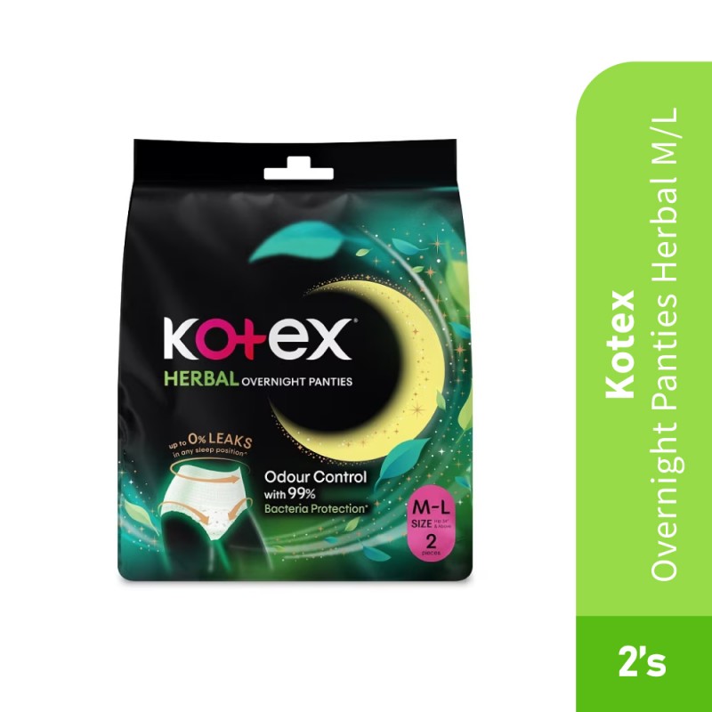 KOTEX Overnight Panties Herbal Size M/L 2's Tuala Wanita, Sanitary Pants, Kotex Pants, Cotton Panties