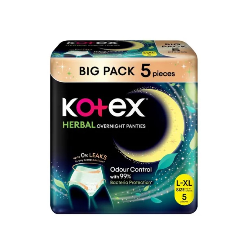 KOTEX Overnight Panties Herbal Size L/XL 5's Tuala Wanita, Sanitary Pants, Kotex Pants, Cotton Panties
