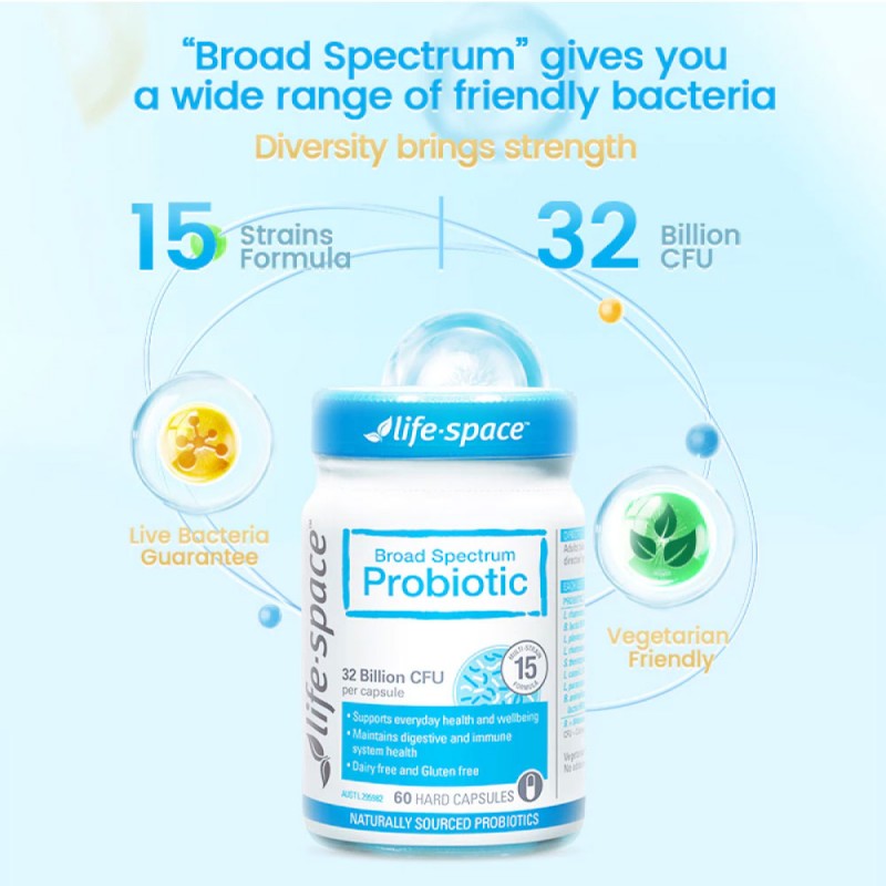 LIFE SPACE Bs Probiotic 60's Broad Spectrum Probiotic, Probiotic Supplement, Probiotics, Lifespace, 益生菌