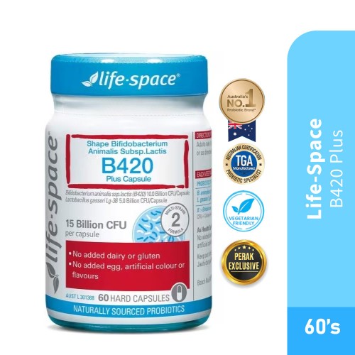LIFE SPACE Shape B420 Plus 60's for Probiotic Supplement, Probiotik, Digestive Enzyme, Lifespace