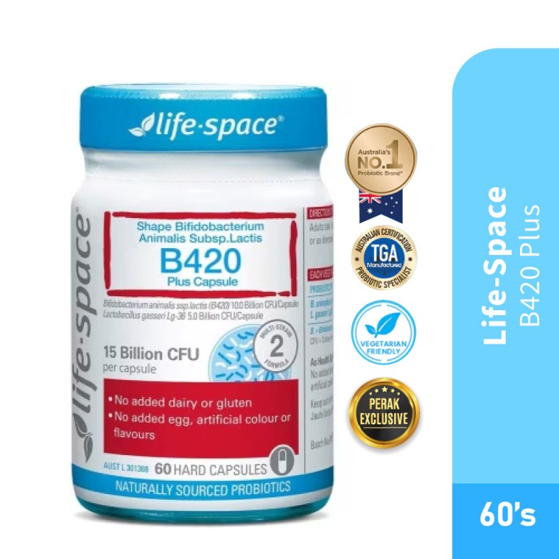 LIFE SPACE Shape B420 Plus 60's for Probiotic Supplement, Probiotik, Digestive Enzyme, Lifespace
