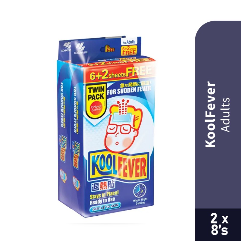 Kool Fever Adult 8's X 2 Fever Patch, Cooling Patch, Cool Fever, Ubat Demam