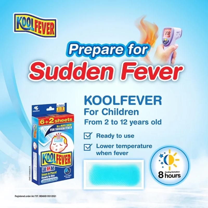 Kool Fever Adult 8's X 2 Fever Patch, Cooling Patch, Cool Fever, Ubat Demam