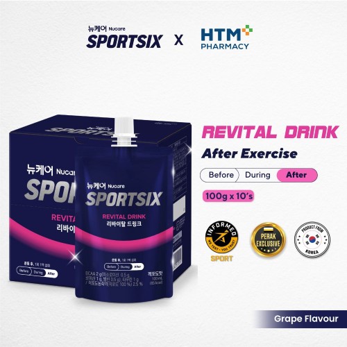 SPORTSIX Revital Drink 100ml X 10's - Red Grape for Recovery Drink with Bcaa, Electrolyte Drink