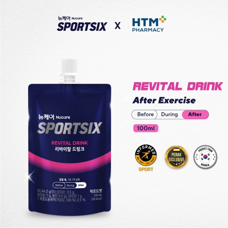 SPORTSIX Revital Drink 100ml - Red Grape for Recovery Drink with Bcaa, Electrolyte Drink