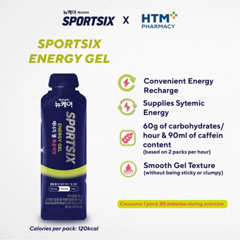 SPORTSIX Energy Gel Peach 45g for Energy Booster, Energy Gel Running, Tambah Tenaga