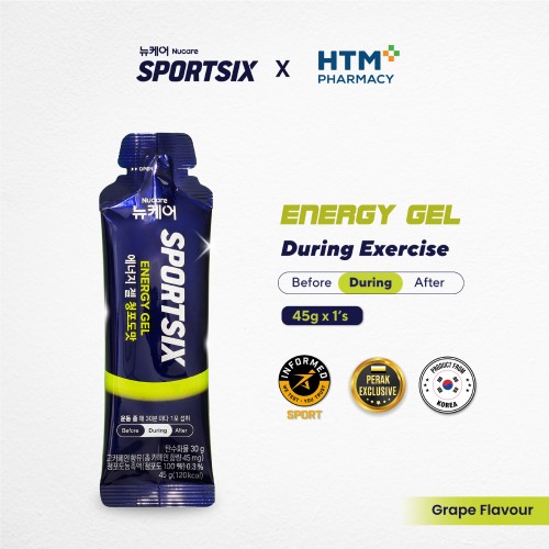 SPORTSIX Energy Gel Grape 45g for Energy Booster, Energy Gel Running, Tambah Tenaga
