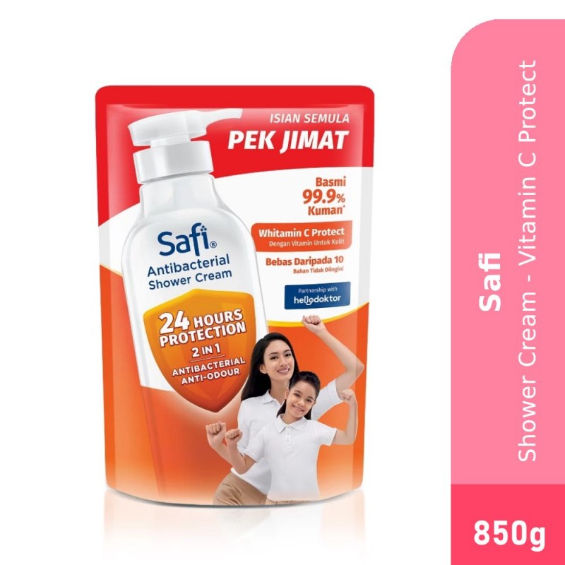 SAFI Shower Fresh Clean 850g - Vitamin C Protect, Body Wash, Shower Gel, Sabun Mandi, Sabun Badan