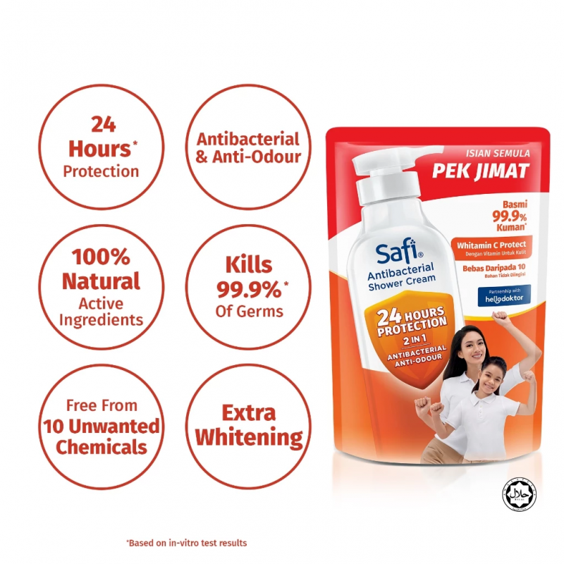 SAFI Shower Fresh Clean 850g - Vitamin C Protect, Body Wash, Shower Gel, Sabun Mandi, Sabun Badan