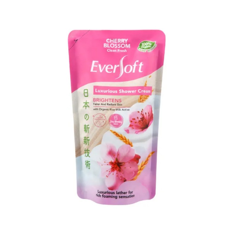 EVERSOFT Shower 550g - Cherry Blossom for Body Wash, Shower Gel, Sabun Badan, Sabun Mandi Tahan Lama