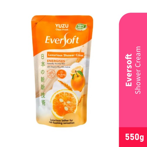 EVERSOFT Shower 550g - Yuzu for Body Wash, Shower Gel, Sabun Badan, Sabun Mandi Tahan Lama