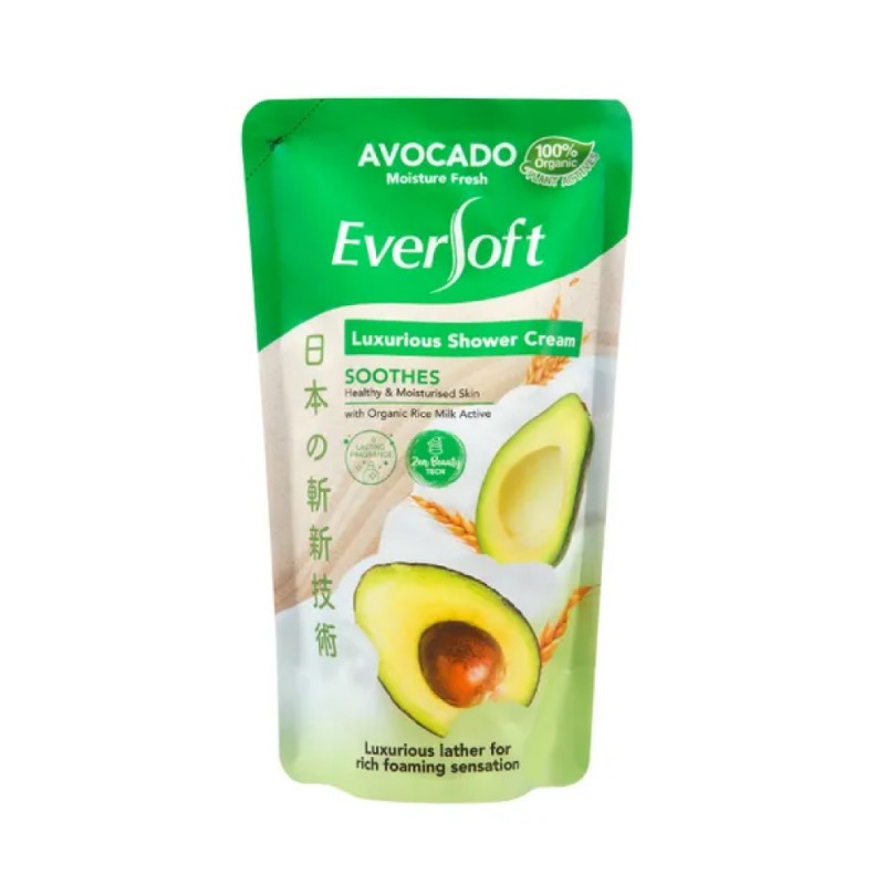 EVERSOFT Shower 550g - Avocado for Body Wash, Shower Gel, Sabun Badan, Sabun Mandi Tahan Lama