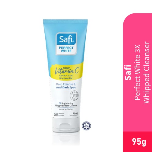 SAFI Perfect White 3x Whipped Facial Cleanser 95g for Face Wash, Pencuci Muka Safi, Face Cleanser