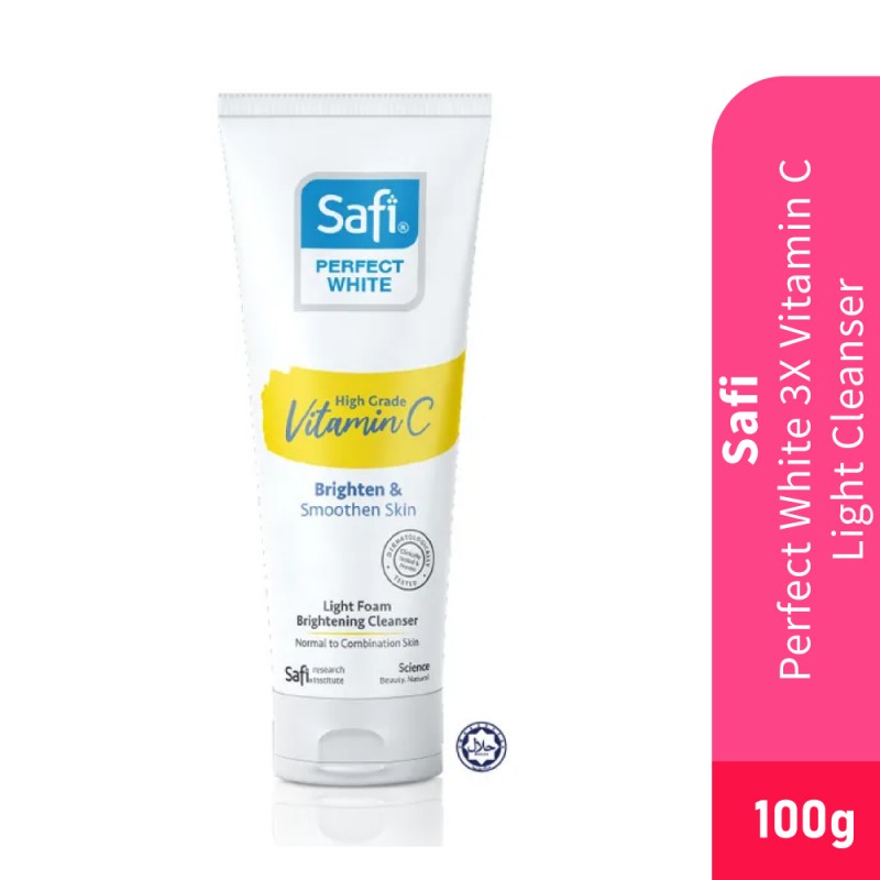 SAFI Perfect White 3x Vitamin C Facial Cleanser 100g - Light Cleanser for Face Wash, Pencuci Muka