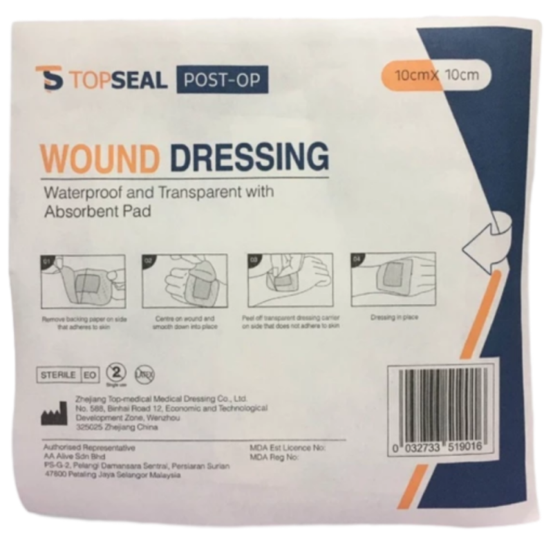 TOPSEAL Wound Dressing Post-Op 1's - Waterproof and Transparent with Absorbent Pad