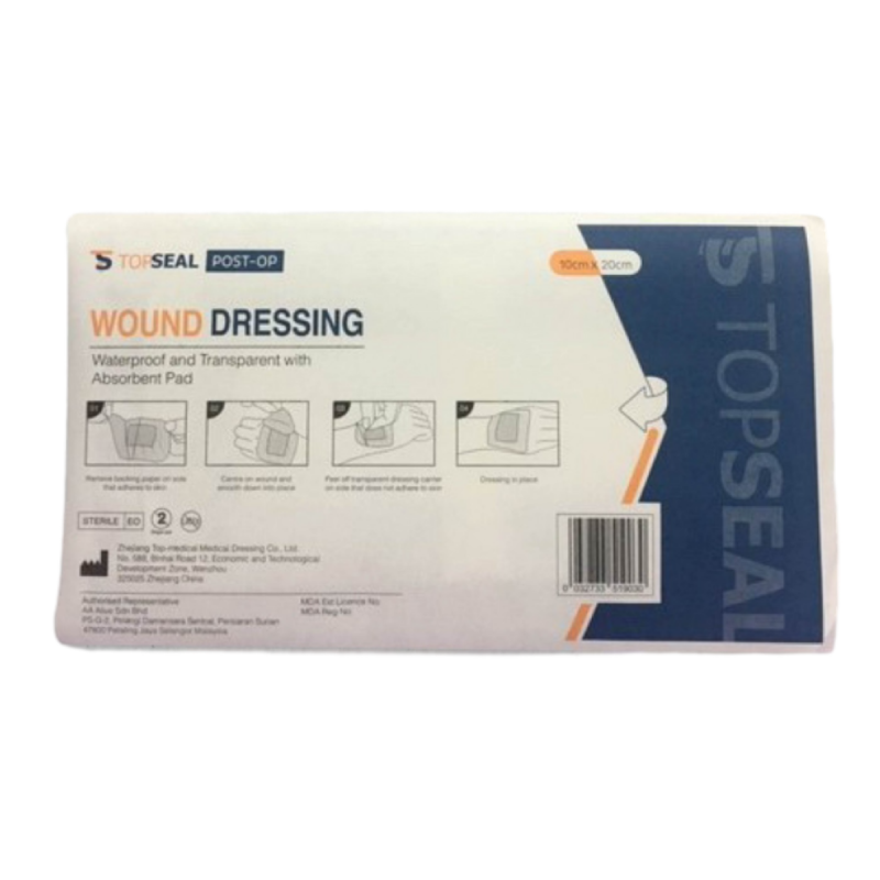 TOPSEAL Wound Dressing Post-Op 1's - Waterproof and Transparent with Absorbent Pad