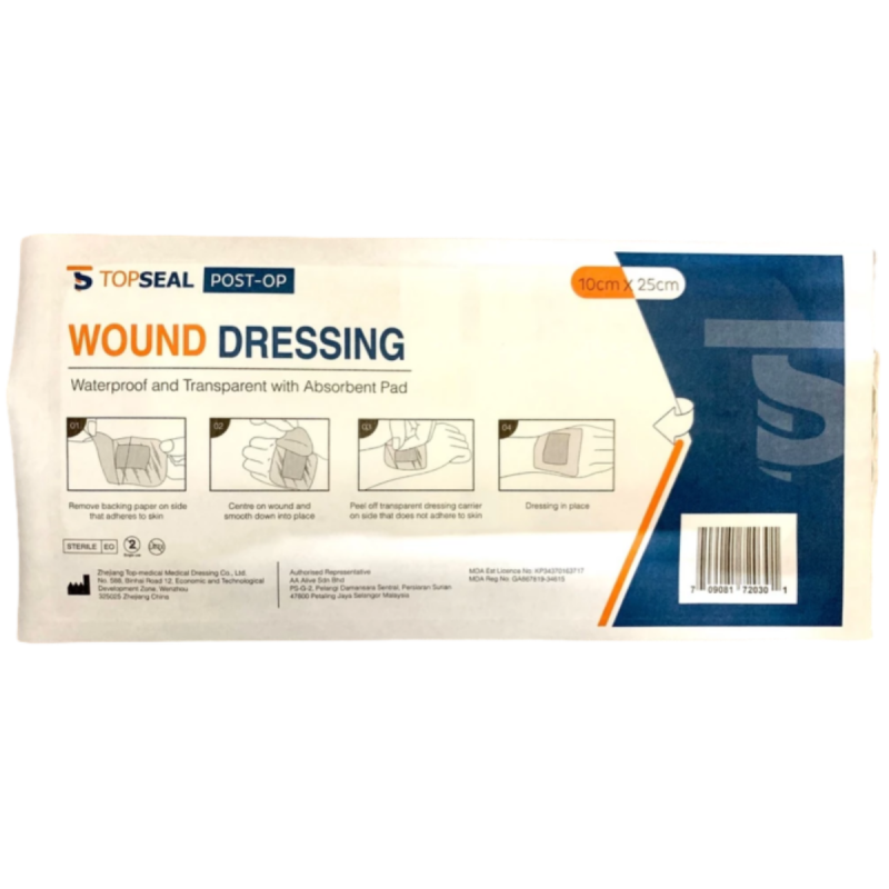 TOPSEAL Wound Dressing Post-Op 1's - Waterproof and Transparent with Absorbent Pad