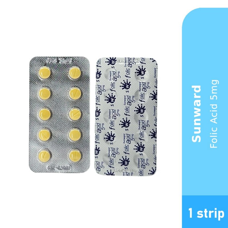 SUNWARD Folic Acid 5mg 10's for Folic Acid Supplement, Pregnancy Support, Anemia Treatment