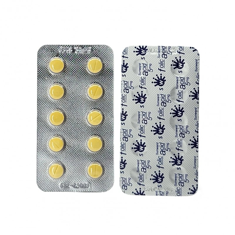 SUNWARD Folic Acid 5mg 10's for Folic Acid Supplement, Pregnancy Support, Anemia Treatment