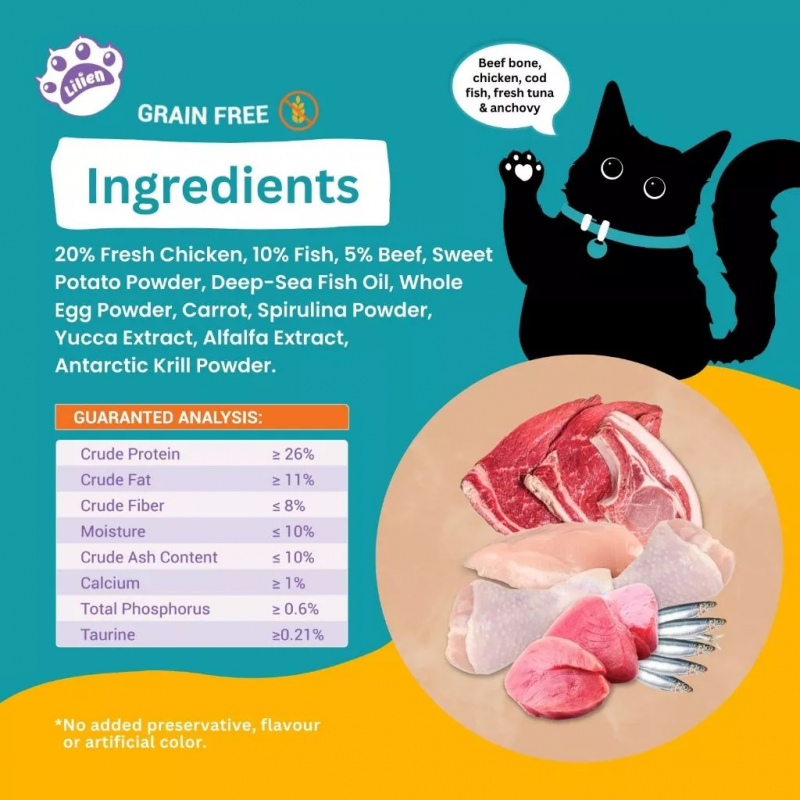 LILIEN Premium Holistic Care Cat Food 1.5kg for Makanan Kucing, Barang Kucing, Cat Snack, 猫粮