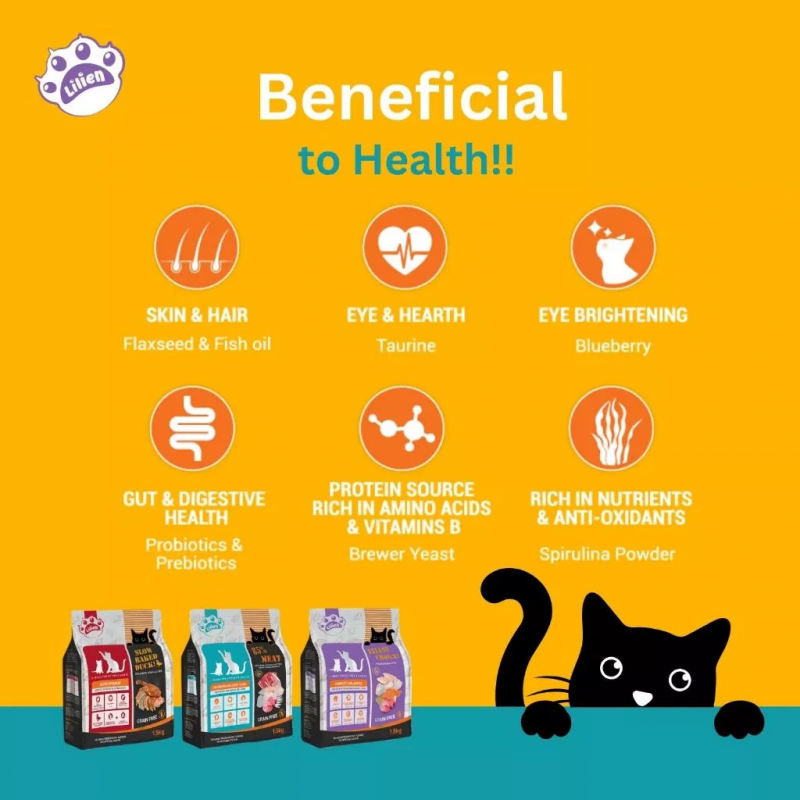 LILIEN Premium Holistic Care Cat Food 1.5kg for Makanan Kucing, Barang Kucing, Cat Snack, 猫粮