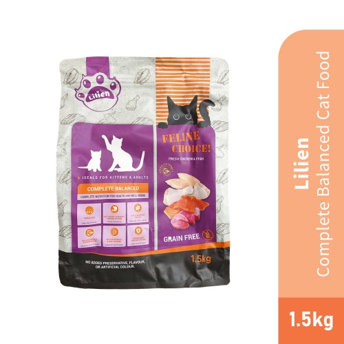 LILIEN Complete Balanced Cat Food 1.5kg for Makanan Kucing, Barang Kucing, Cat Snack, Cat Treat, 猫粮