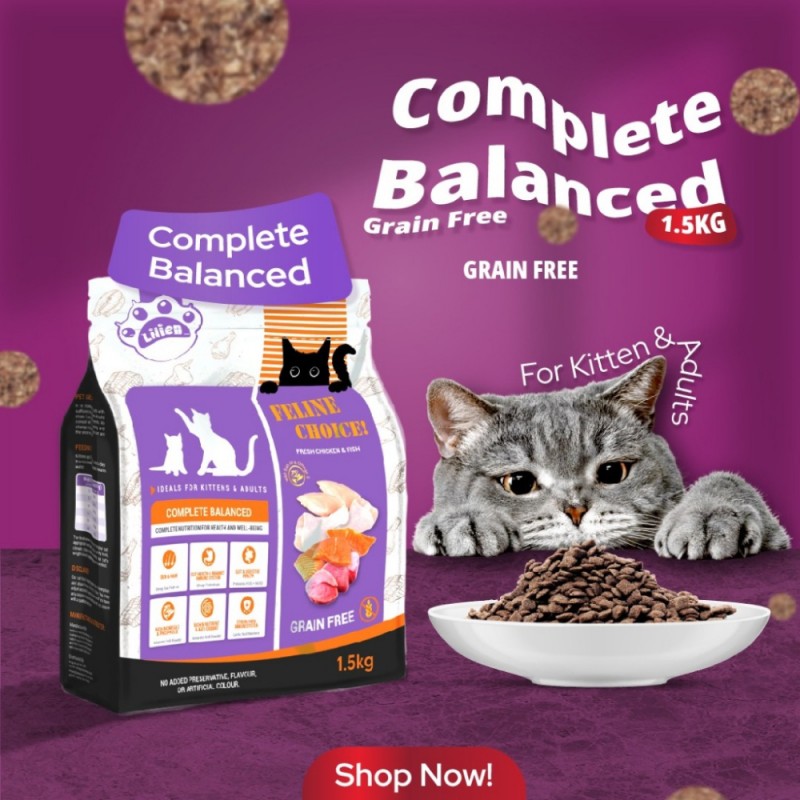 LILIEN Complete Balanced Cat Food 1.5kg for Makanan Kucing, Barang Kucing, Cat Snack, Cat Treat, 猫粮