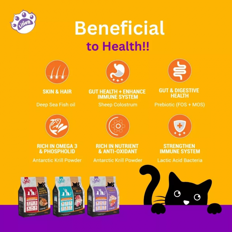 LILIEN Complete Balanced Cat Food 1.5kg for Makanan Kucing, Barang Kucing, Cat Snack, Cat Treat, 猫粮