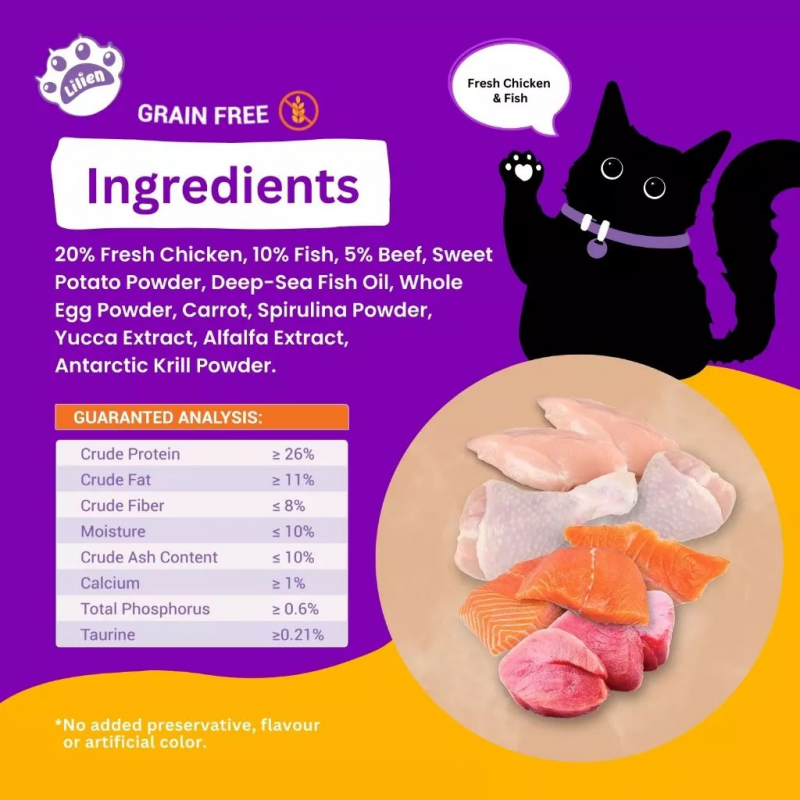 LILIEN Complete Balanced Cat Food 1.5kg for Makanan Kucing, Barang Kucing, Cat Snack, Cat Treat, 猫粮