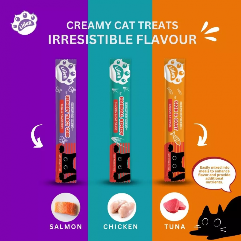 LILIEN Creamy Cat Treat (Tuna/Salmon/Chicken) 1's for Makanan Kucing, Cat Snack, 猫粮