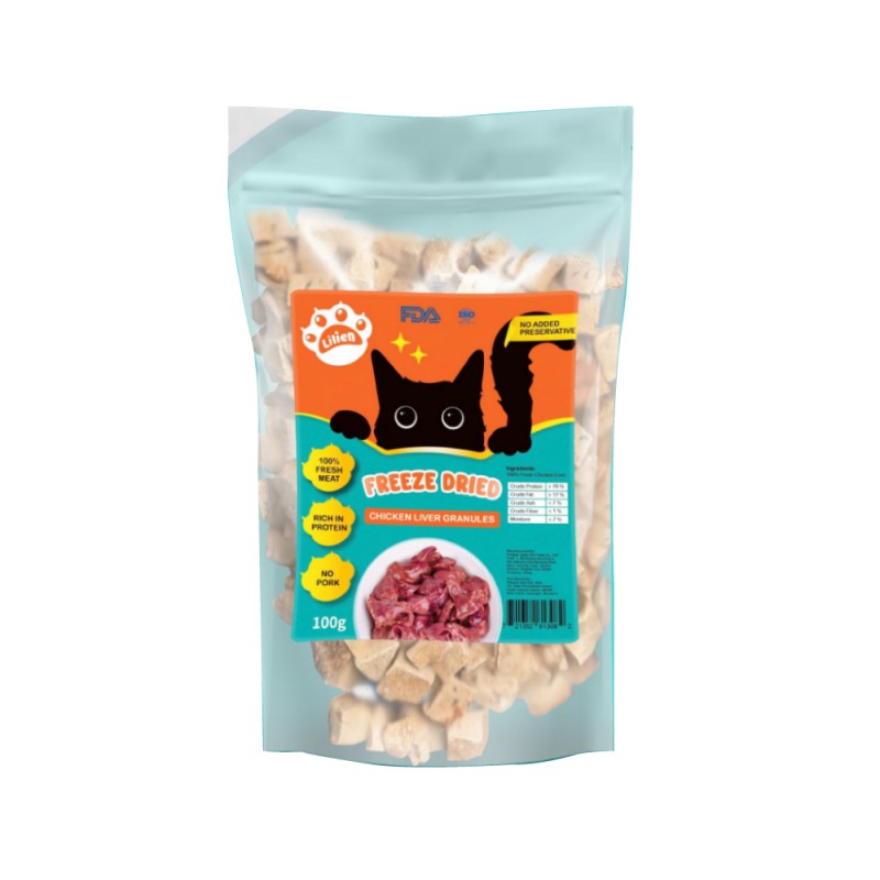 LILIEN Freeze Dried Chicken (Liver/Breast/Diced) - 100g / 500g for Cat Food, Makanan Kucing, Cat Treat