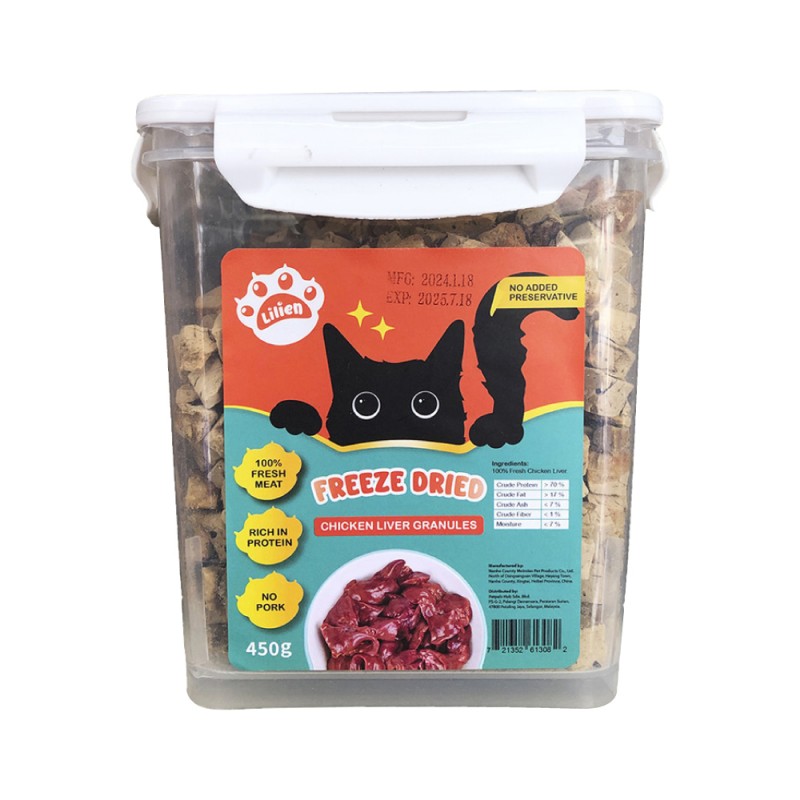 LILIEN Freeze Dried Chicken (Liver/Breast/Diced) - 100g / 500g for Cat Food, Makanan Kucing, Cat Treat
